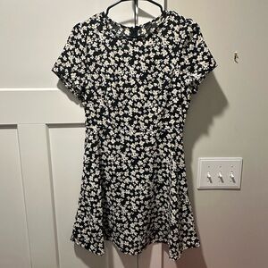 Floral Black and White Women's Dress
